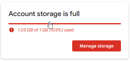 Google storage account storage is full image